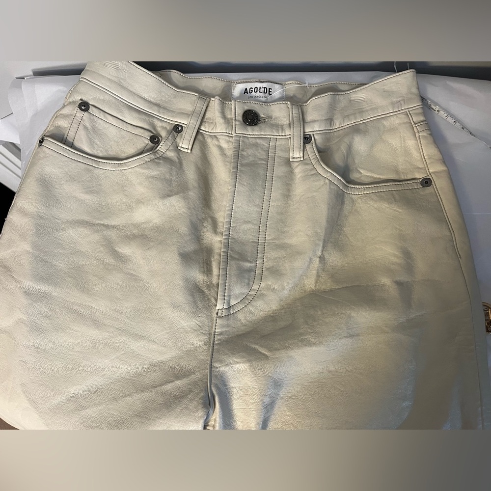 AGOLDE 90’s Pinched Waist High Rise Recycled Leather Pants - Picture 3 of 12